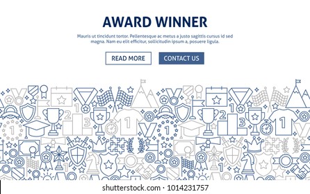 Award Banner Design. Vector Illustration of Line Web Concept. Winner Template.