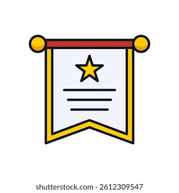 Award Banner Vector with Star for Recognition and Quality Designs. A flag emblem vector perfect for branding, certifications, or achievement graphics