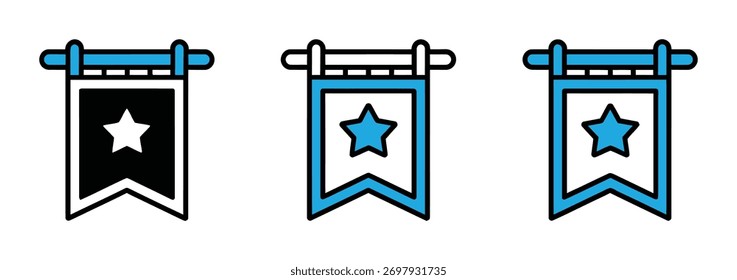 Premio Vector de Anuncio con Estrella por Diseños de Reconocimiento y Calidad. Un Vector de emblema de bandera perfecto para la marca, certificaciones o gráficos de logros