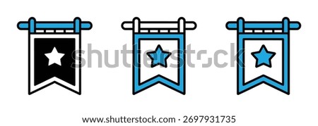 Award Banner Vector with Star for Recognition and Quality Designs. A flag emblem vector perfect for branding, certifications, or achievement graphics