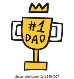 Award for the best dad. Happy father's day. Flat design. Hand drawn illustration on white background. 