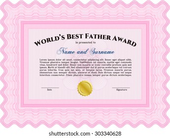 Award: Best dad in the world. Cordial design. Customizable, Easy to edit and change colors.Complex background. 