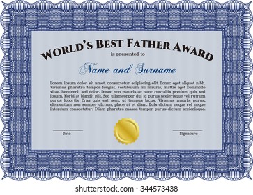 Award: Best dad in the world. Detailed.With linear background. Retro design. 