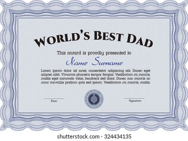 Award: Best dad in the world. Elegant design. Customizable, Easy to edit and change colors.With background. 