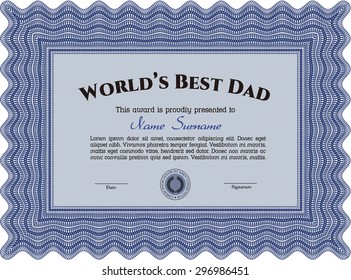 Award: Best dad in the world. With great quality guilloche pattern. Detailed.Artistry design. 