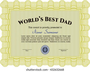 Award: Best dad in the world. With great quality guilloche pattern. Sophisticated design. 