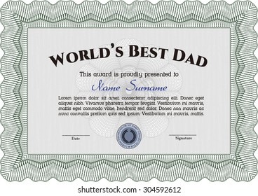 Award: Best dad in the world. With guilloche pattern. Excellent design. Customizable, Easy to edit and change colors.