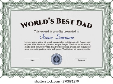 Award: Best dad in the world. Nice design. Detailed.With quality background. 