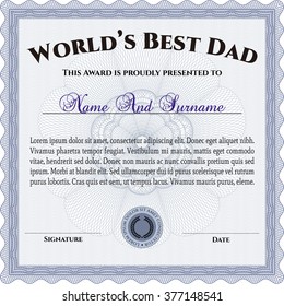 Award: Best dad in the world. Retro design. With great quality guilloche pattern. 