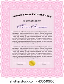 Award: Best dad in the world. Retro design. With great quality guilloche pattern. 