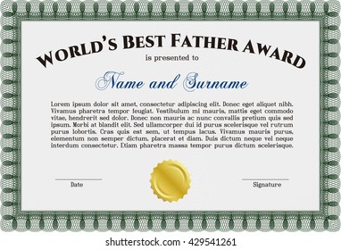 Award: Best dad in the world. Sophisticated design. With great quality guilloche pattern. 