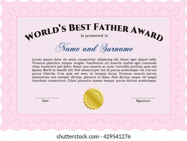 Award: Best dad in the world. Sophisticated design. With great quality guilloche pattern. 