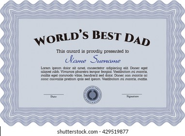 Award: Best Father in the world. With great quality guilloche pattern. Sophisticated design. 