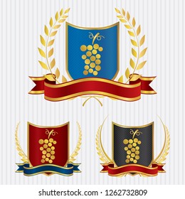 Award of best grape wine with shield and ribbon
