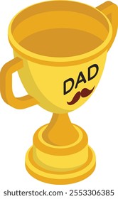 Preis für Big Dad isometrisches Konzept, Champion Daddy Vektorsymbol, Happy Vathers Day Symbol, Väter Geschenkelemente Zeichen, Elterntag Stockgrafik