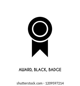 Award, Black, Badge vector icon
