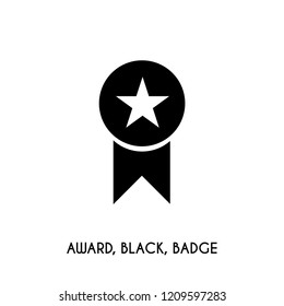 Award, Black, Badge vector icon