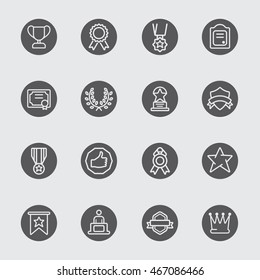Award black circle line icon