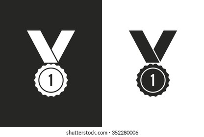 Award  -  black and white icons. Vector illustration