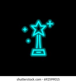 Award blue glowing neon ui ux icon. Glowing sign logo vector