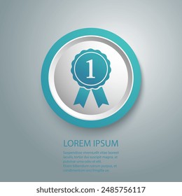 Award blue icon with 1, vector illustration