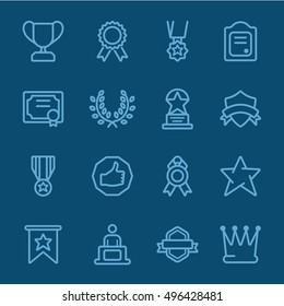Award blue line icon
