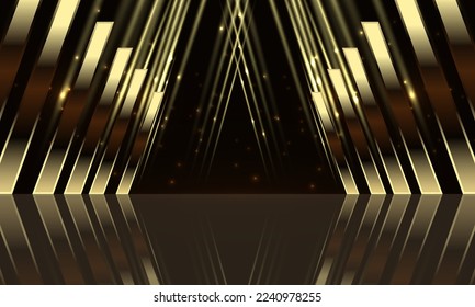 Award ceremony background with golden shapes and light rays. Abstract luxury background. Vector illustration.