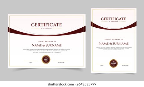Award Certificate of achievement border template design. Luxury Award, diploma. Elegant and luxurious certificate template. Vector illustration