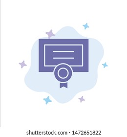 Award, Certificate, Degree, Diploma Blue Icon on Abstract Cloud Background
