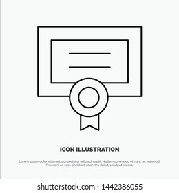 Award, Certificate, Degree, Diploma Line Icon Vector
