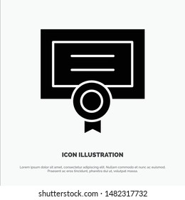Award, Certificate, Degree, Diploma solid Glyph Icon vector