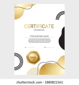 Award certificate design, golden abstract vector background