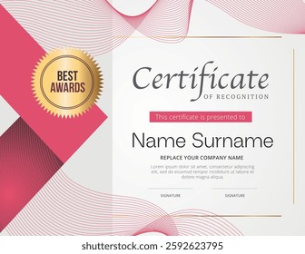 Award certificate design template for recognition