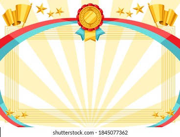 Award certificate or diploma. Reward decoration for sports or corporate competitions.