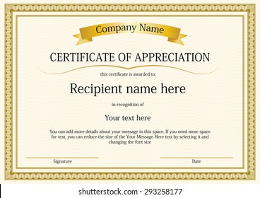 Award Certificate frame template design vector