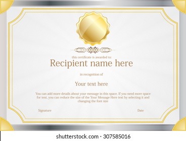 Award Certificate frame template design vector