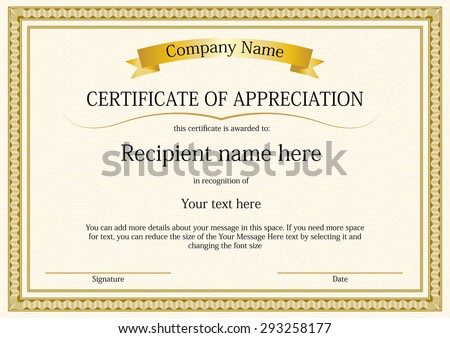 award certificate frame template design vector stock vector royalty