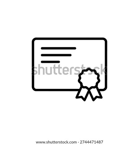 Award certificate icon black and white award certificate outline vector illustration for recognition and achievement awards