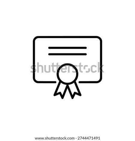 Award certificate icon black and white award certificate line art minimalist awards vector illustration