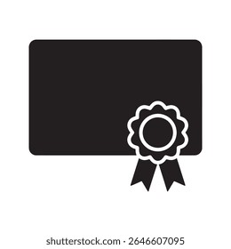 Ícone de certificado de prêmio com selo de fita para reconhecer o sucesso da conquista e graduação representando um diploma oficial ou garantir vetor ícone de glifo sólido