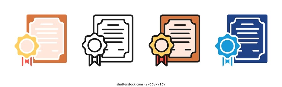 Award Certificate icon set multiple style collection
