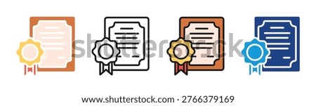 Award Certificate icon set multiple style collection