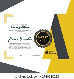 Award certificate of recognition vector layout print ready