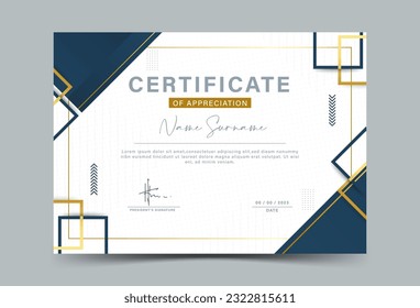 Award certificate template. fancy dark color gradation, with gold border. line pattern, modern and trendy