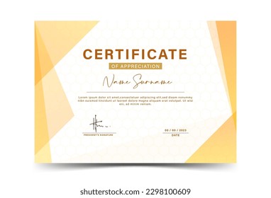 Award certificate template. orange color gradation, memphis, abstract