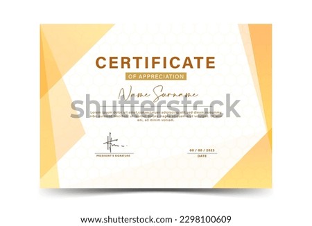 Award certificate template. orange color gradation, memphis, abstract