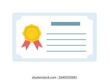 Award Certificate with Yellow Seal and Red Ribbons Framed in Light Blue for Academic and Professional Recognition