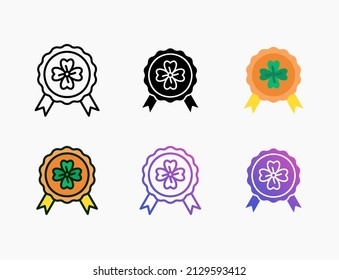 Award clover icon set with line, outline, flat, filled, glyph, color, gradient. Editable stroke and pixel perfect. Can be used for digital product, presentation, print design and more.