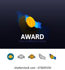 Award color icon, vector symbol in flat, outline and isometric style isolated on blur background