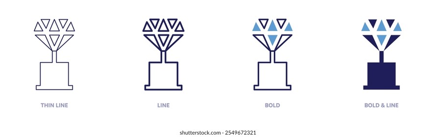 Icono de elogios de premios en 4 estilos diferentes. Línea delgada, línea, negrita y línea negrita. Estilo duotono. Trazo editable.